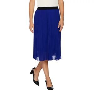 Susan Graver Pleated Chiffon Pull-On Skirt